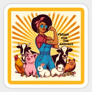 Vegan For The Animals Retro Sticker